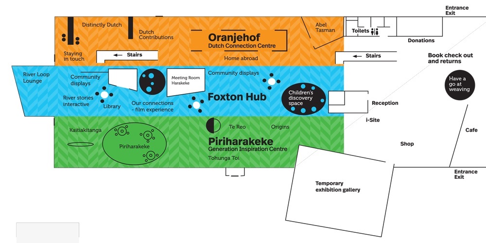 Map of Te Awahou Nieuwe Stroom Ground Floor.